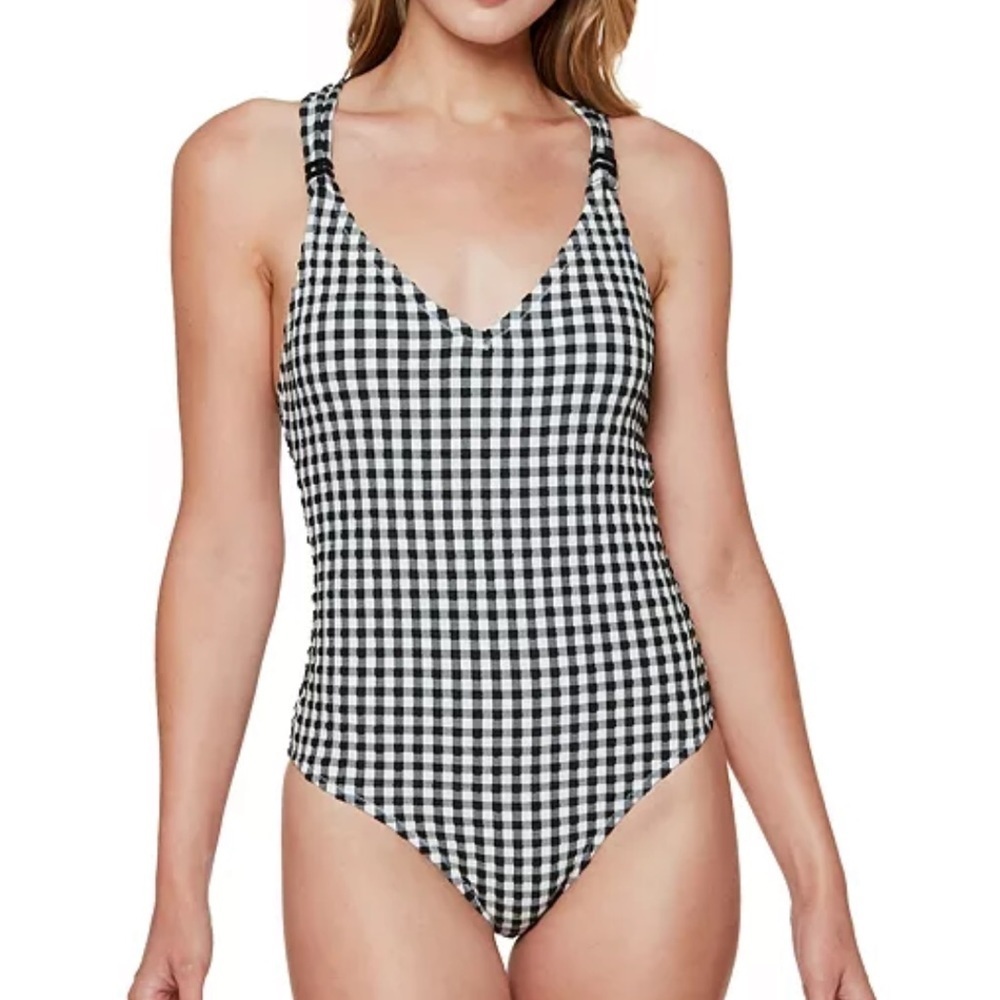 Jessica Simpson Countryside Checkered One Piece Swimsuit NEW